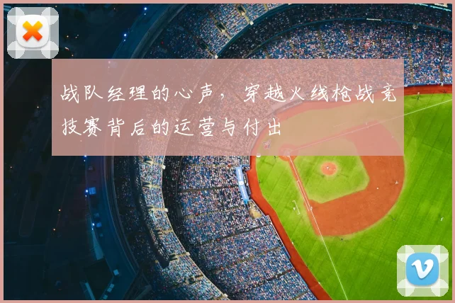 战队经理的心声,穿越火线枪战竞技赛背后的运营与付出